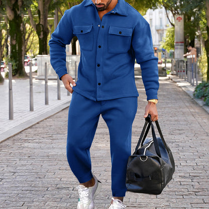 Men’s Slim Fit Suede Two-Piece Suit – Single-Breasted Style
